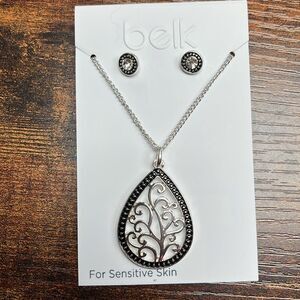 Belk Silver and Black Jewelry Set